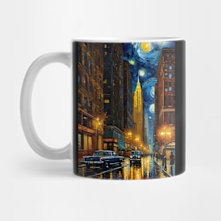 New York city streets in starry night style Mug